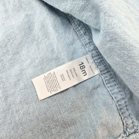 OshKosh Bgosh Shirt Baby Toddler Light Blue Short Sleeve Denim 18M jj3718 - Picture 5 of 5